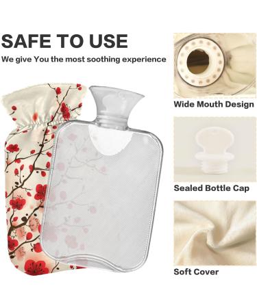 Naanle 2L Hot Water Bottle with Lid - Plum Blossom Transparent Design for Menstrual Cramps Relief Hand & Foot Heat Therapy - Buy Online on GoSupps.com