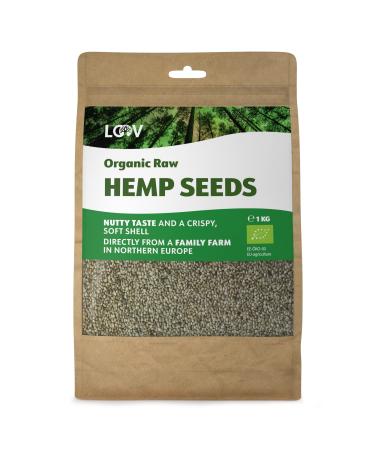 LOOV Organic Raw Whole Hemp Seeds 1kg Not Heat-Treated All Nutrients Preserved Delicious Nutty Flavour Organically Grown in a Nordic Climate Good Source of Plant-Based Protein and Fibre