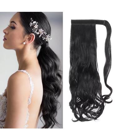 Tess ponytail extension black 60 cm dark black wavy braid extension horseplate hair part 100g long hair extension braid 60 cm-rolled dark black