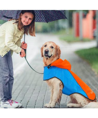 Buy DQGHQME Waterproof Dog Rain Jacket - Adjustable Reflective Coat for Large Medium & Small Pets - Ultra-Light Dog Rain Cape in Blue & Orange - Buy Online on GoSupps.com