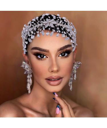 Azaleas Bridal Hairbands Hair Vine Wedding Hair Accessories for Brides Bridesmaids Headband Rhinestone Silver (Silver)