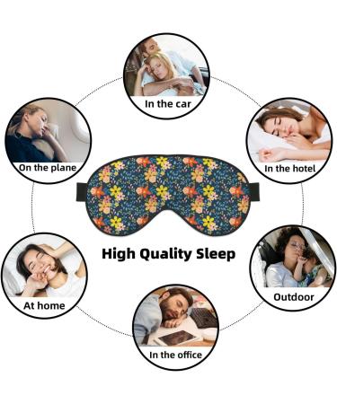 Buy Blue Floral Print Sleep Eye Mask - Soft Blindfold with Elastic Strap for Travel & Night Sleep - Buy Online on GoSupps.com
