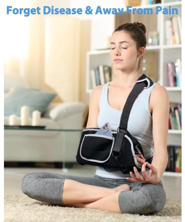 Arm Sling Shoulder Immobilizer - Medical Rotator Cuff Support Brace for Injury Relief | Fits Left & Right Arm | Adjustable Size for Men & Women - Buy Online on GoSupps.com