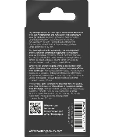 ZWILLING Travel Shaving Brush | Vegan Synthetic Hair | Soft Bristles | Easy Care | Perfect for Travelers | International Shipping - Buy Online on GoSupps.com