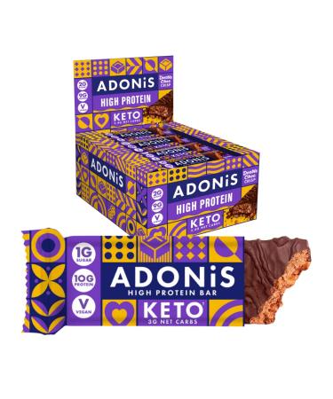 ADONiS Double Chocolate Crisp Keto High Protein Bars (16x45g) | Vegan and Keto-Friendly | Natural Keto Snacks | Sugar Free | Low Sugar Low Carb Snack Low Calorie | Ideal for a Ketogenic Diet - Buy Online on GoSupps.com