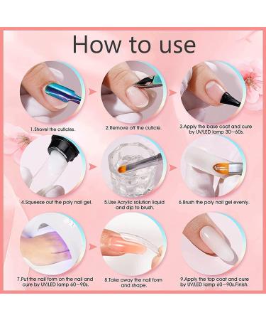 Poly Nail Gel Kit with Slip Solution - Builder Gel Nail Extension Set for Beginners - French Manicure Gift - 4 Colors - Buy Online on GoSupps.com
