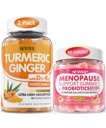 2 Pack Turmeric Ginger Gummies + 1Pack Menopause Supplement Filled Gummies
