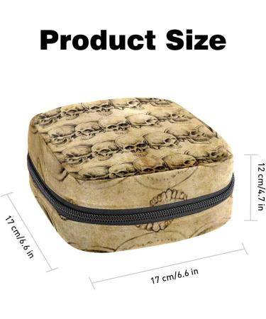 Stylish Women's Skull Pattern Napkin Storage Bag - Portable Menstruation Cup Case with Zipper for Teens & Women - Buy Online on GoSupps.com