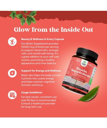 Natures Craft 10000 mcg Pure Biotin Pills for Women Men - Promotes Thicker and Fuller Hair. Natural Supplement for Shiny Thick Hair Growth - Vegetarian Vitamin Capsules - Get Clear Skin Strong Nails - Buy Online on GoSupps.com