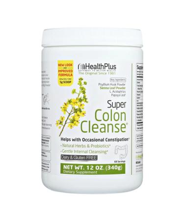 Health Plus Super Colon Cleanse - 10-Day Cleanse - Detox Gluten Free Dairy Free Natural Herbal Ingredients (More than 1 Cleanse 12 Ounces)