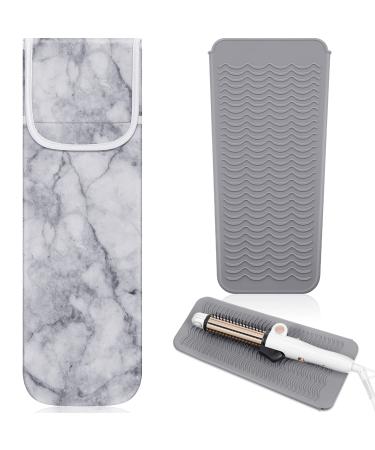 2 Pieces Flat Iron Case Holder Heat Resistant Curling Iron Neoprene Straightener Holder and Silicone Travel Mat for Hair Tools Curling Iron Organizer Bag or Daily Use(Marble Style) - Buy Online on GoSupps.com