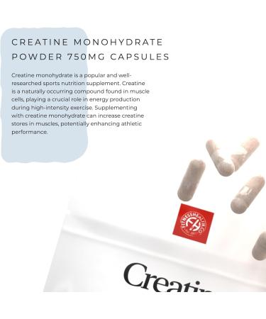 Buy Creatine Monohydrate Capsules 750mg - High Strength Vegan Energy Supplement for Men & Women | Boost Energy & Performance (60 Capsules) - Worldwide Shipping - Buy Online on GoSupps.com
