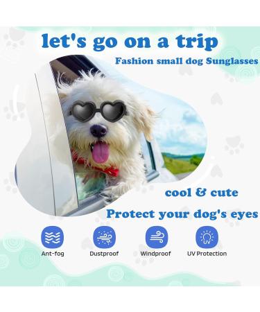 UV Protection Dog Sunglasses - Adjustable Windproof Heart Shape Glasses for Small Dogs | Waterproof Anti-Fitting Design in Black - Buy Online on GoSupps.com