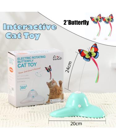 Pawsayes Interactive Indoor Cat Toy - 360 Rotating Butterfly with 2 Refill Packs - Green | Best Cat Toys for Indoor Fun - Buy Online on GoSupps.com