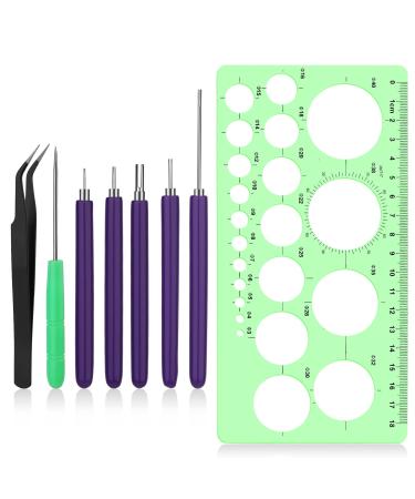 LOKUNN Paper Quilling Tools Slotted Kit  Different Sizes Paper Quilling Tools  with Ruler  Awl and Tweezer  Suitable for DIY Art Gift Card Making Green