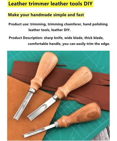 XILEWHZF Leather Edge Skiving Beveler Tool Set - Wide Mouth Leathercraft Trimmer with Wooden Handle (4mm, 6mm, 8mm) - Buy Online on GoSupps.com