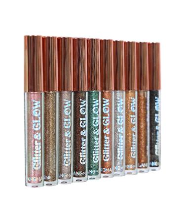 /L 10 Colors Liquid Glitter Eyeshadow Set Glitter Shimmer Naked Smokey Eye Looks Waterproof Long Lasting Quick-Drying Sparkling Eye Shadow Makeup Kits Appropriate