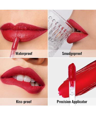 Oulac Red Matte Lipstick - Long Lasting Waterproof Lip Stain with Rose Oil - Vegan & Cruelty-Free - Classic Red M02 Deep Kiss - Buy Online on GoSupps.com