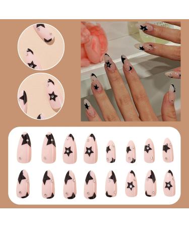 False Nails 24pcs French Almond-shaped Rhinestone Star Durable False Nails Women's Supply Fade-resistant Fake Nails Mixed Style - Buy Online on GoSupps.com