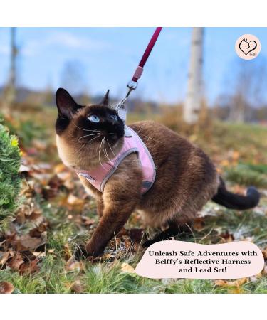 Buy Belffy Cat Dishes & Leash Set - Automatic Leash for Cats Kittens & Dogs | Outbreakproof Jacket & Leash for All Sizes - Medium Pink - Buy Online on GoSupps.com