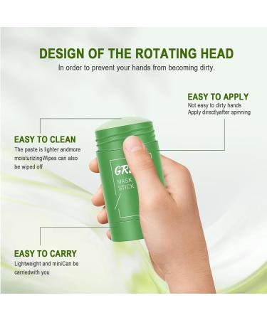 Waymaytecy 2 Pieces Mask Clay Stick Green Tea Cleanse Mask Mask Stick Moisturizing Care Skin Green Pore Stick Beauty Cleansing Care for All Skin Types of Men and Women - Buy Online on GoSupps.com
