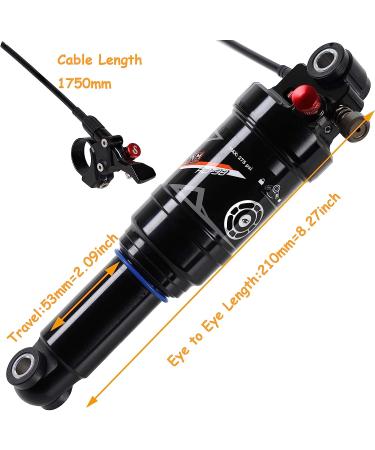DNM Mountain Bike Rear Shock - Rebound, Adjustable Air Pressure, 200mm Length, 53mm Travel - Manual/Remote Lockout - Buy Online on GoSupps.com