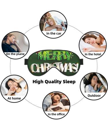 Merry Christmas Print Sleep Eye Mask - Soft Eye Cover Blindfold with Elastic Strap for Travel & Night Sleeping - Buy Online on GoSupps.com