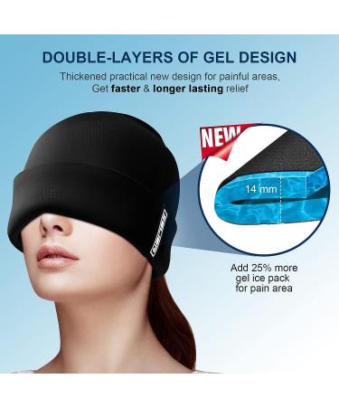 ZELIER Migraine Relief Cap - Double Layered Head Gel Ice Hat for Natural Cold Therapy - Odorless & Form Fitting - One Size Fits All (Black) - Buy Online on GoSupps.com