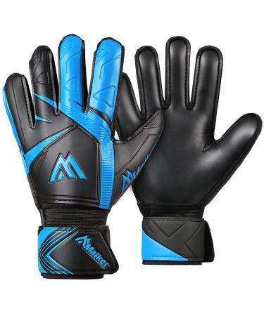 Malker goalkeeper gloves football gloves training gloves with non -slip latex palm strong hold football gloves for children adolescents awakened blue 10