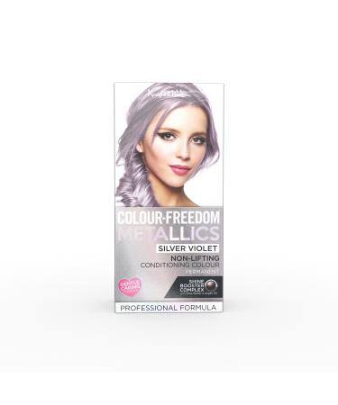Colour Freedom Metallic Permanent Silver Violet Conditioning Hair Dye. Infused with Shea Butter and Argan Oil for Ultra Glossy Conditioned Hair. 100% grey coverage. By Knight & Wilson. Silver Violet 1 Count (Pack of 1)