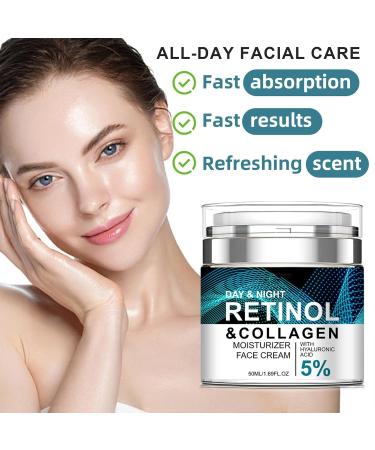 Retinol and Collagen Face Cream with 5% Hyaluronic Acid Retinol Cream for Face Anti Aging Wrinkle Reduce Fine Lines Lifting Firming Moisturizing Day & Night Facial Care Suitable for All Skin Types - Buy Online on GoSupps.com