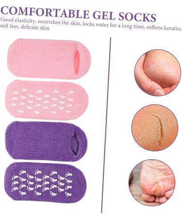 Beavorty 2 Pairs Gel Socks Heel Socks for Dry Cracked feet Comfortable Socks Gel Lined Socks moisturizing feet Socks Dry feet Socks Moisture Heel Socks Foot mask Spa Vegetable Gel Miss 22x10x1cm - Buy Online on GoSupps.com