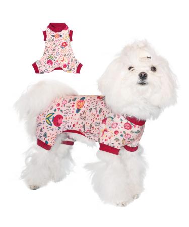 Tony Hoby Dog Libra suit 4-leg dog-hedge suit with flower & rabbits light cotton dog-free suit for small to medium-sized dogs (pink rabbits L) rabbits L