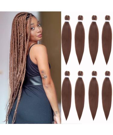 Xtrend EZ Pre Stretched Braiding Hair 26 Inch 8 Packs Dark Brown Pre Stretched Crochet Braiding Hair Professional Synthetic Hair Extension Yaki Texture Braiding Hair for Crochet Twist Braids 30# 26 Inch (Pack of 8) 30#
