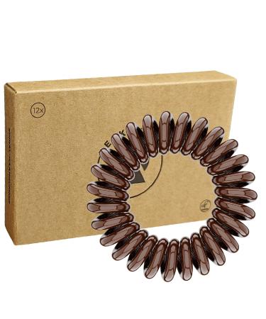 Resthetic - High -quality spiral hair tie (brown) gently for hair sustainable environmentally friendly (telephone cable braid rubber) for girls & women/women (12 x 3.5 cm) 12x brown