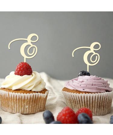 Letter E Cupcake Toppers Monogram Initial Last Name Wood For Wedding Anniversary Decorations Rustic Floral Wreath Choosing Letter Design Color Engagement Gifts 24PCS Style-4 - Buy Online on GoSupps.com