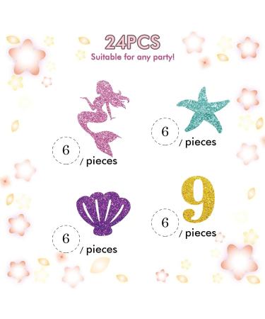Mermaid 9th Birthday Cupcake Toppers Pink&Gold Glitter Mermaid Nine Cupcake Decor Happy 9th Birthday Cake Decorations for Girls Under The Sea Themed Birthday Party Supplies - 24pcs - Buy Online on GoSupps.com
