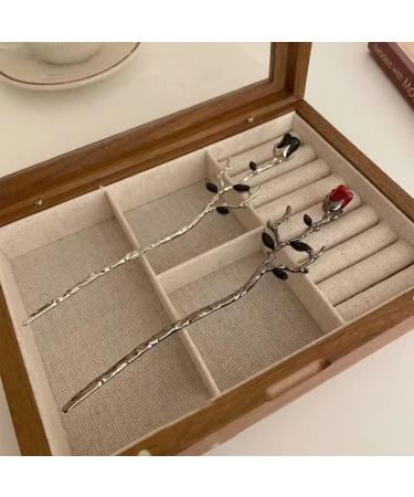 Chinese Traditional Metal Rose Flower Hair Sticks Set - Wedding Hair Accessories for Bride and Girls - Buy Online on GoSupps.com