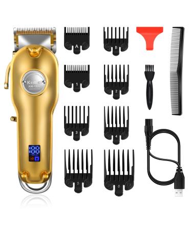 Kemei Mens Hair Clippers for Hair Cutting Professional Cordless Hair Trimmer for Men LED Display Golden