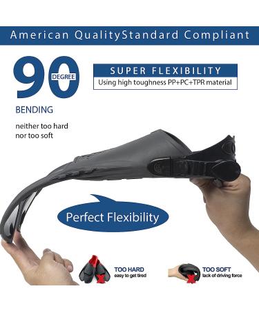 Amazqi Swim Fins - Adjustable Short Snorkel Fins for Diving & Snorkeling - Black ML/XL (Adult US Size 9-13) - Buy Online on GoSupps.com