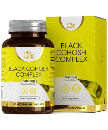 LN Black Cohosh Supplement | 60 Black Cohosh Complex Capsules for Women - 640mg per Serving | with Red Clover Dong Quai & Sage Leaf | Non-GMO Gluten Dairy & Allergen Free | Manufactured in The UK