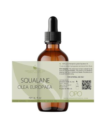 Squalane Oil - 100% Pure Refined Plant-Derived Non-GMO Squalene from Olives - 4 oz Glass Dropper - Hydrating Facial Oil for Skin, Hair & Body - All Skin Types - Buy Online on GoSupps.com