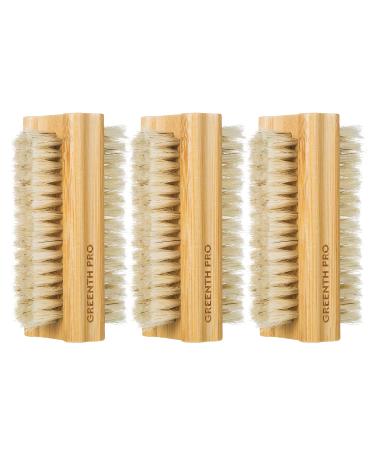 GREENTH PRO Bamboo 100% Boar Bristle Nail Brush-3PCS Wooden Nail Scrub Brush for Toes and Nails,Cleaning Nail Brush