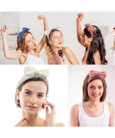 Microfiber Bowtie Spa Headband Set - 3 Pack (Pink, Blue, White) for Women and Girls - Buy Online on GoSupps.com