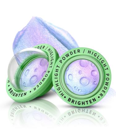 Face Highlighter Palette Lunar Glow Highlighter Powder Makeup Chameleon Glitter Shimmer Body Cheek Eye Highlighter Multichrome Sparkle Holographic Color Shifting Silky Creamy Illuminator#01 #1