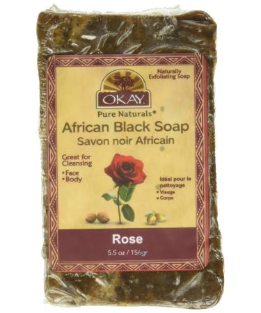 OKAY Pure Naturals African Black Soap Rose 5.5oz - Natural Skin Care for All Skin Types | Shop Internationally - Buy Online on GoSupps.com