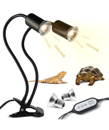 Testyu Double turtle heat lamp 25W+50W reptiles heating lamp E27 UVA+UVB Terrarium heat pot lamp with 2 basking spot light bulbs for lizard turtle cakadu snake chameleon etc. - Buy Online on GoSupps.com