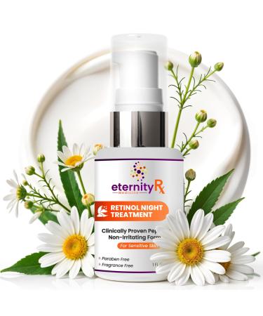 Retinol Night Cream with Vitamin A Matrixyl 3000 Vitamin C & Daisy Extract Anti-Aging Night Treatment for Fine Lines Skin Tone & Wrinkles Non-Irritating by Eternity Medicine 1oz