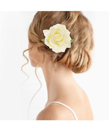 Elegant 4-inch Rose Flower Hair Clips - Boho Hair Accessories for Women and Girls - Buy Online on GoSupps.com