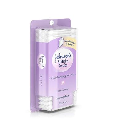 Johnson's Safety Ear Swabs for Babies & Children - Non-Chlorine Bleached Cotton - 55 ct - Buy Online on GoSupps.com